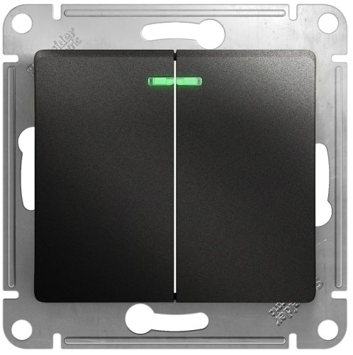 Выключатель с подсветкой без рамки Systeme Electric Glossa 2-кл. антрацит картинка